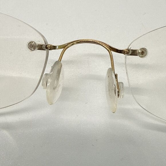 Marchon Airlock 2 760/9 50 Gold Rimless Eyeglasses Frames 49-21 135 FRAMES ONLY - Picture 8 of 9